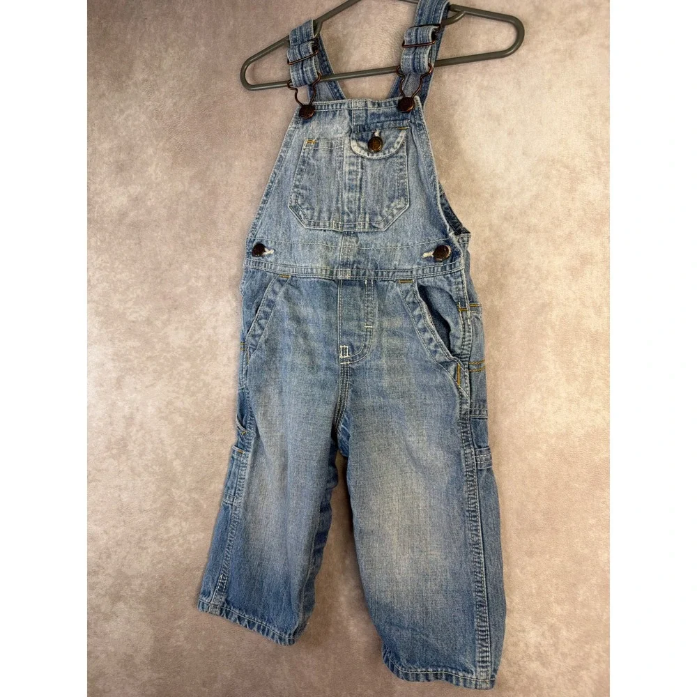 OshKosh B'gosh Denim Overalls Unisex 12 Months Blue Light Wash Carpenter Bib